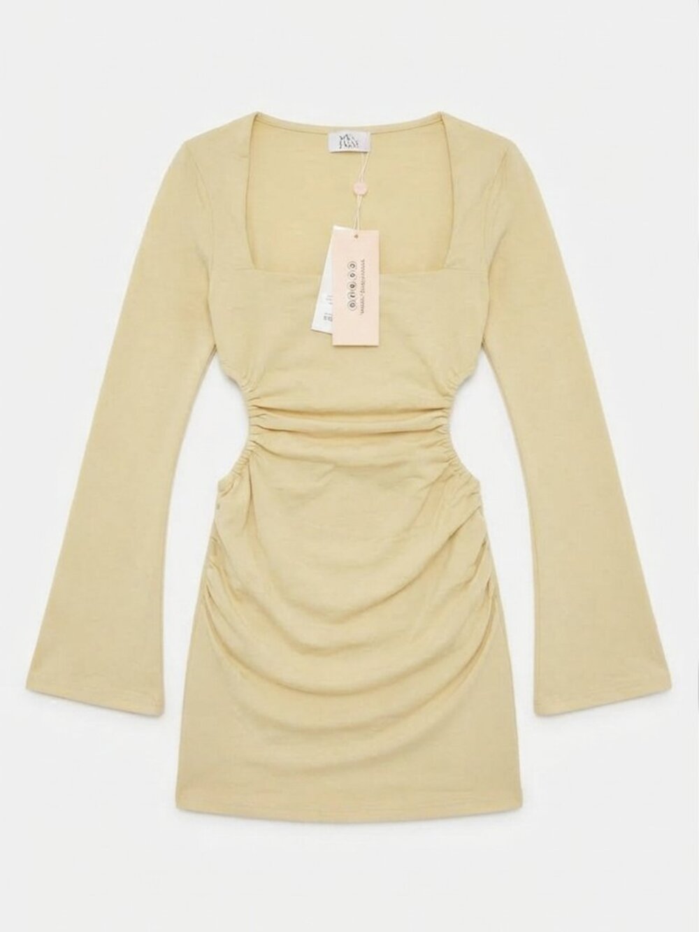 Oh Polly Long Sleeve Cut-Out Mini Dress - Cream NWT US 8